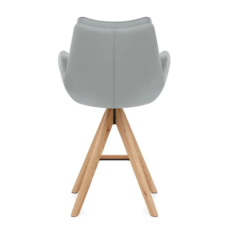 Tabouret de Bar Bois Cuir Veritable - Madrid Gris