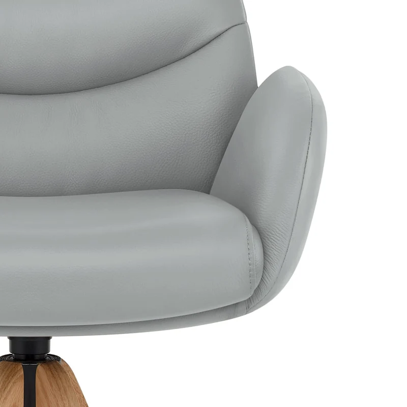 Tabouret de Bar Bois Cuir Veritable - Madrid Gris