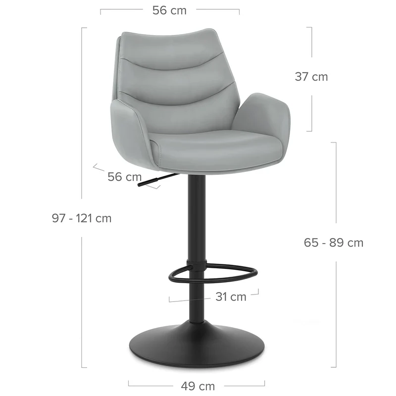 Tabouret Cuir Véritable - Madrid Gris