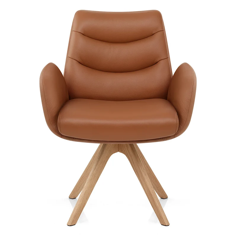 Fauteuil Bois Cuir Véritable - Madrid Marron