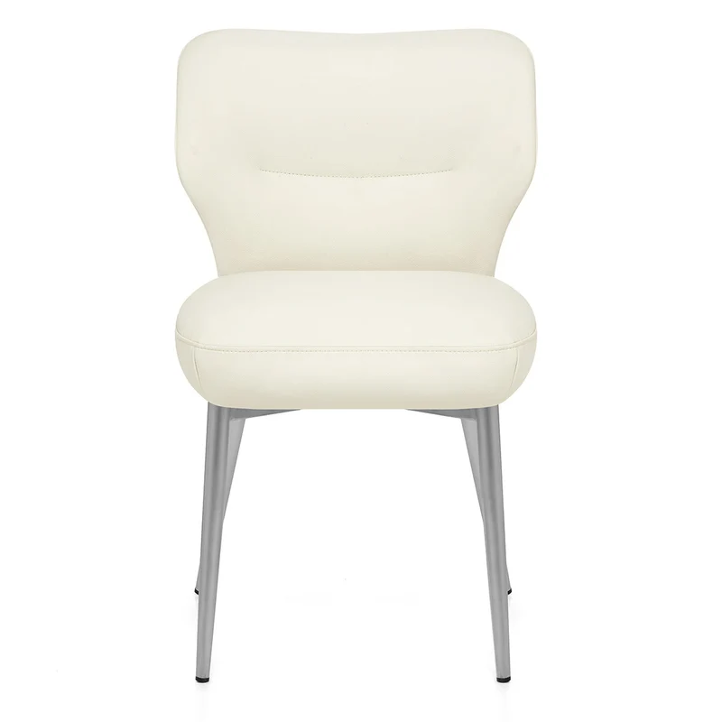 Chaise Cuir eco Chrome Brosse - Maddie Crème