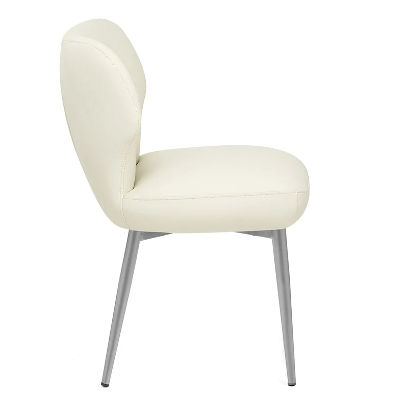 Chaise Cuir eco Chrome Brosse - Maddie Crème