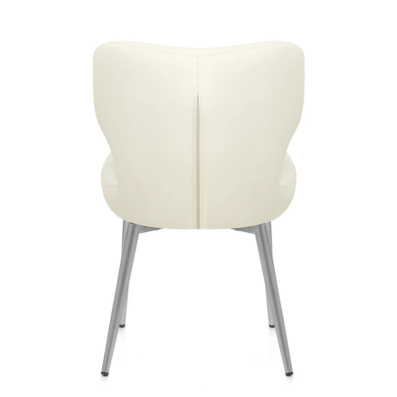 Chaise Cuir eco Chrome Brosse - Maddie Crème