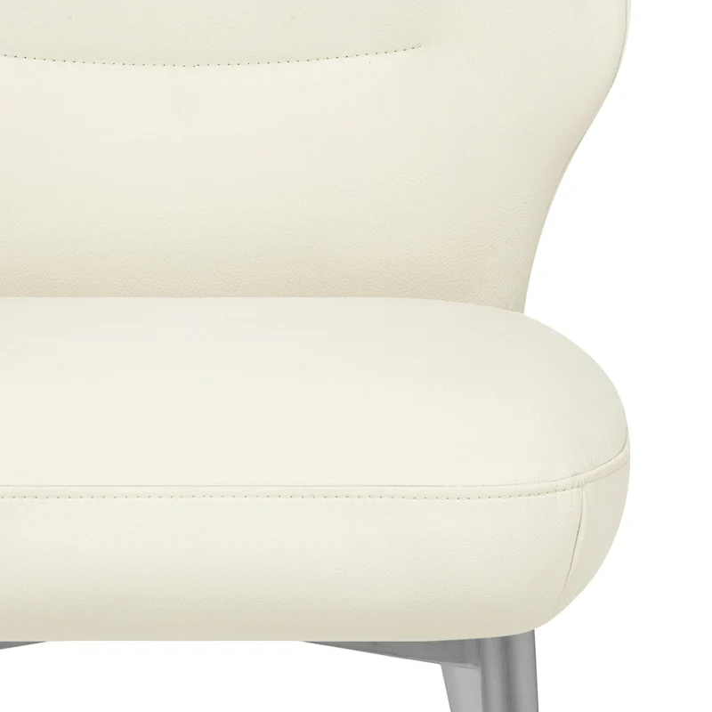 Chaise Cuir eco Chrome Brosse - Maddie Crème
