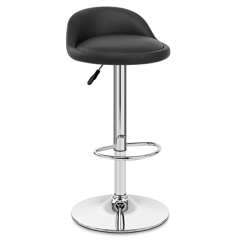 Chaise de Bar Cuir Chrome - Lulu Noir