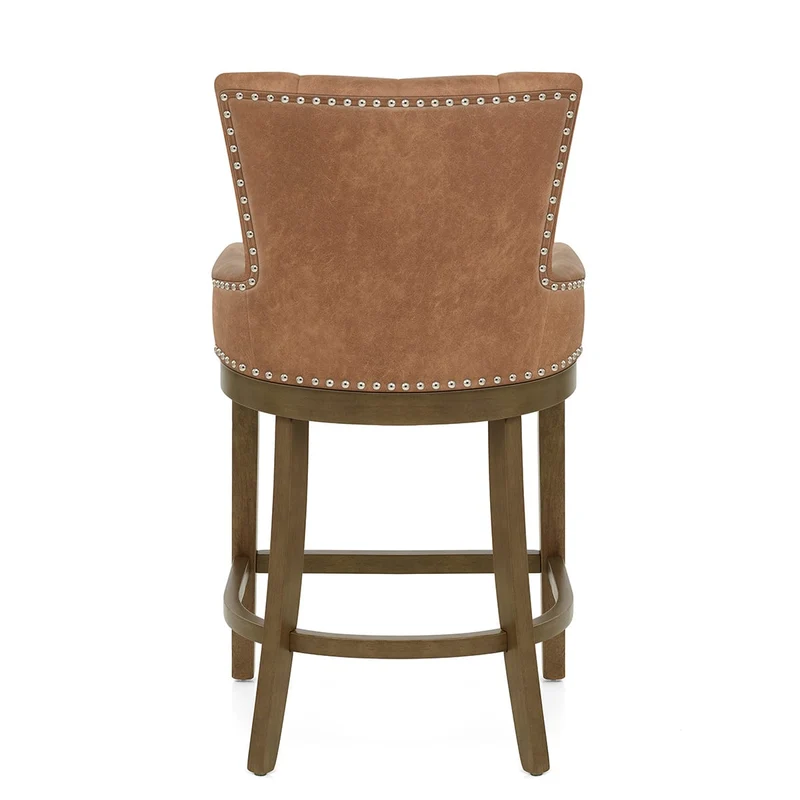 Tabouret de Bar Faux Cuir Bois - Knightsbridge Marron