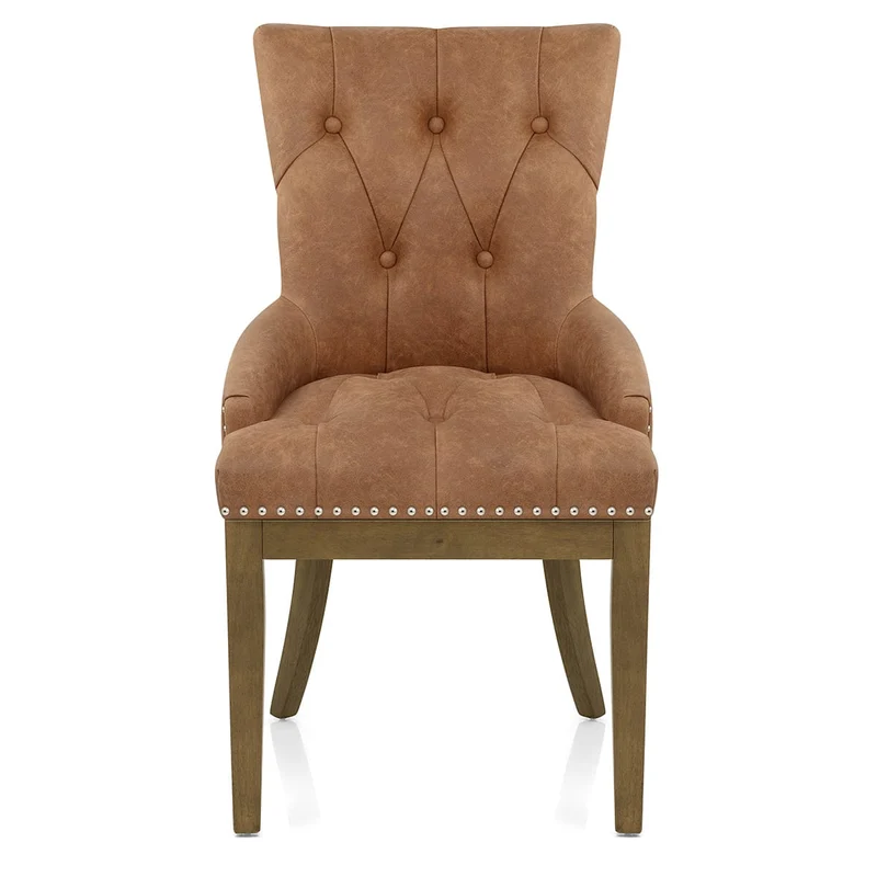 Chaise Faux Cuir Bois - Knightsbridge Marron
