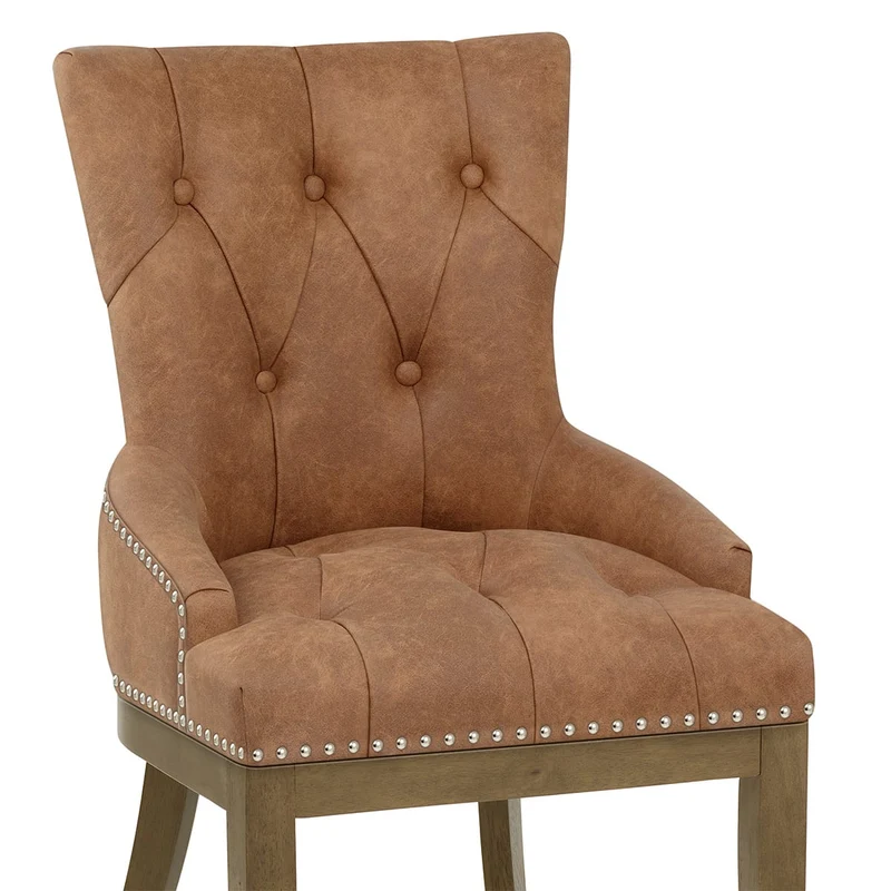 Chaise Faux Cuir Bois - Knightsbridge Marron