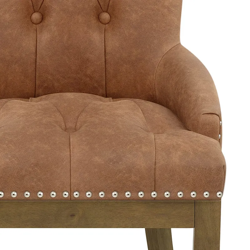 Chaise Faux Cuir Bois - Knightsbridge Marron