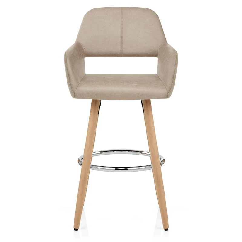 Chaise de Bar Bois Faux Cuir Antique - Kite Taupe