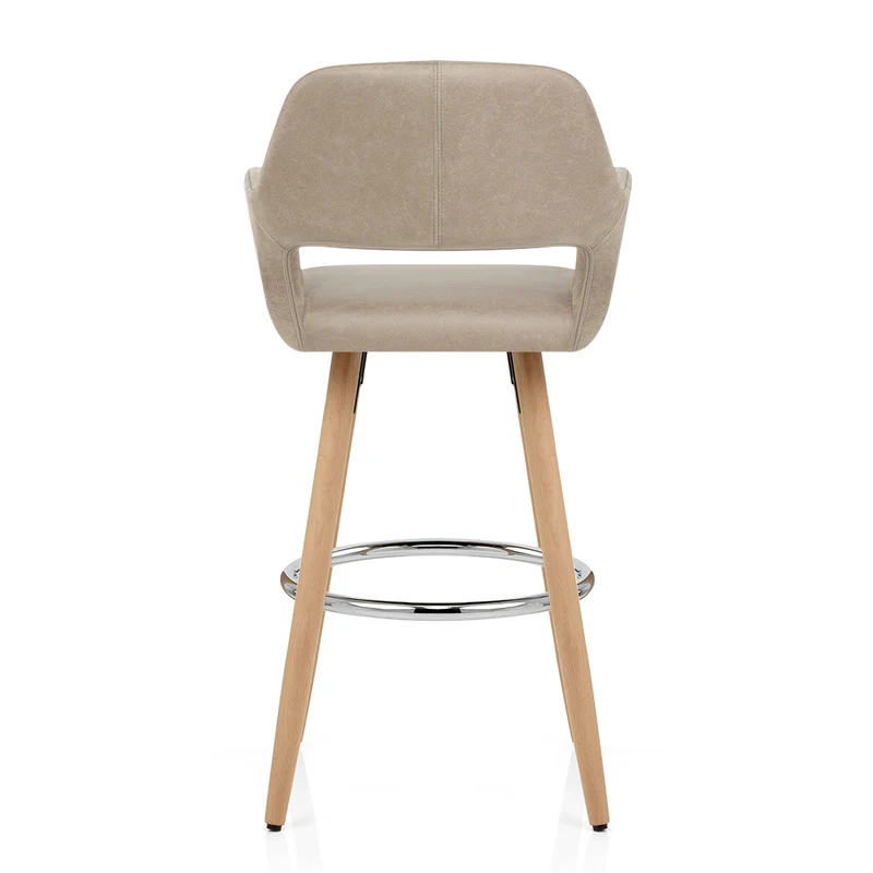Chaise de Bar Bois Faux Cuir Antique - Kite Taupe