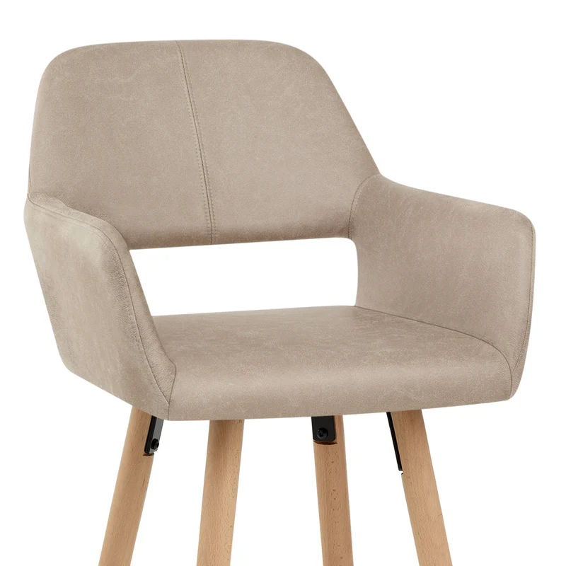 Chaise de Bar Bois Faux Cuir Antique - Kite Taupe