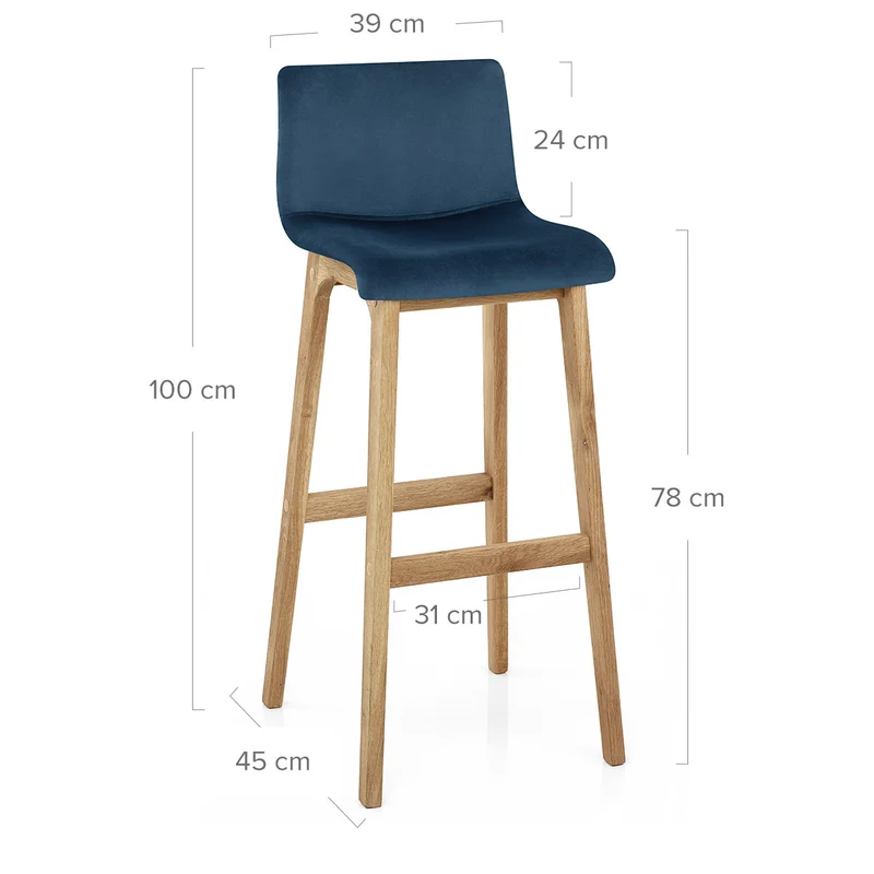 Tabouret de Bar Velours - Haut Drift Bleu