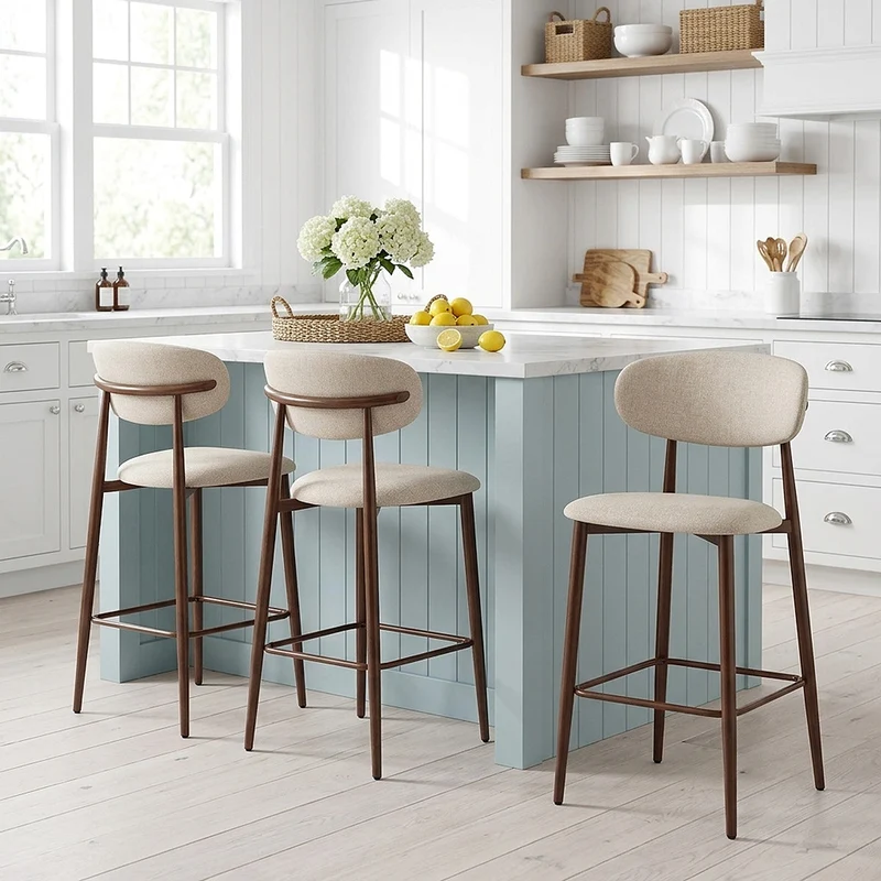 Tabouret de Bar Tissu - Harrow Crème