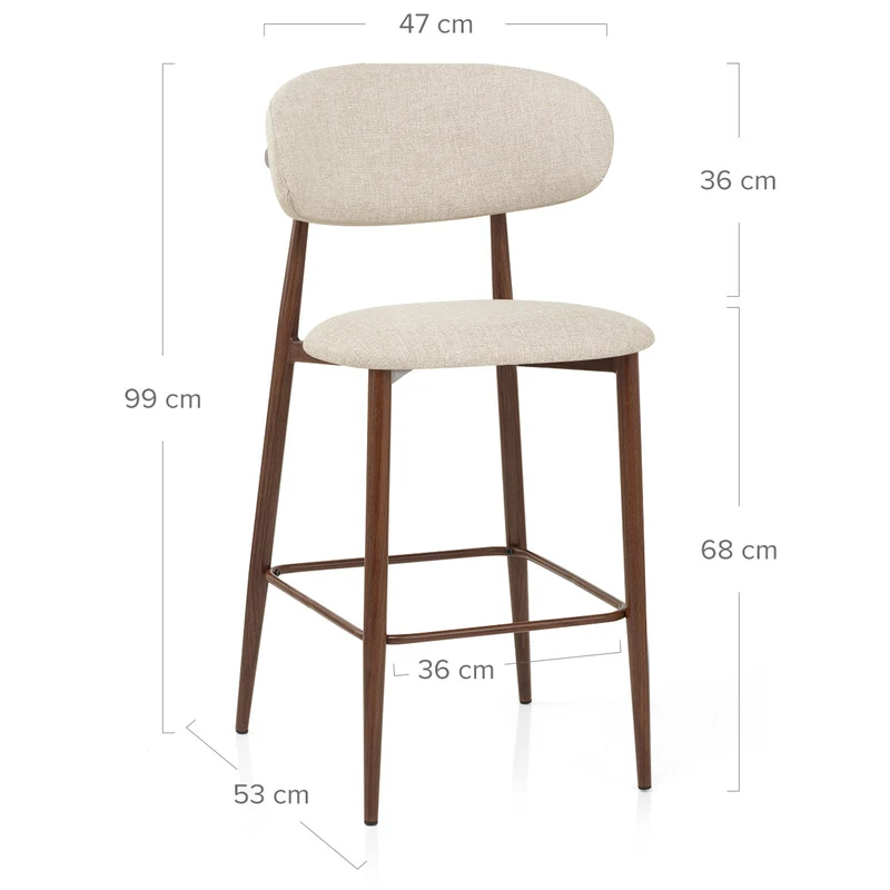 Tabouret de Bar Tissu - Harrow Crème