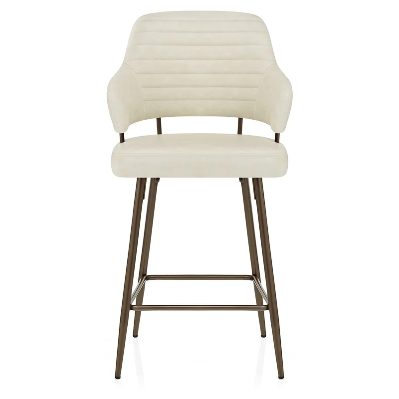 Tabouret Faux Cuir Bronze - Hampton Crème