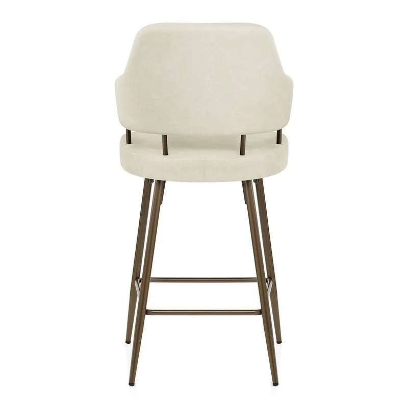 Tabouret Faux Cuir Bronze - Hampton Crème