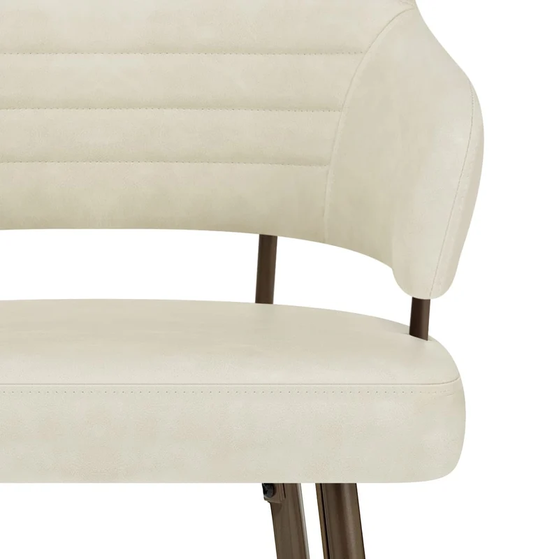 Tabouret Faux Cuir Bronze - Hampton Crème