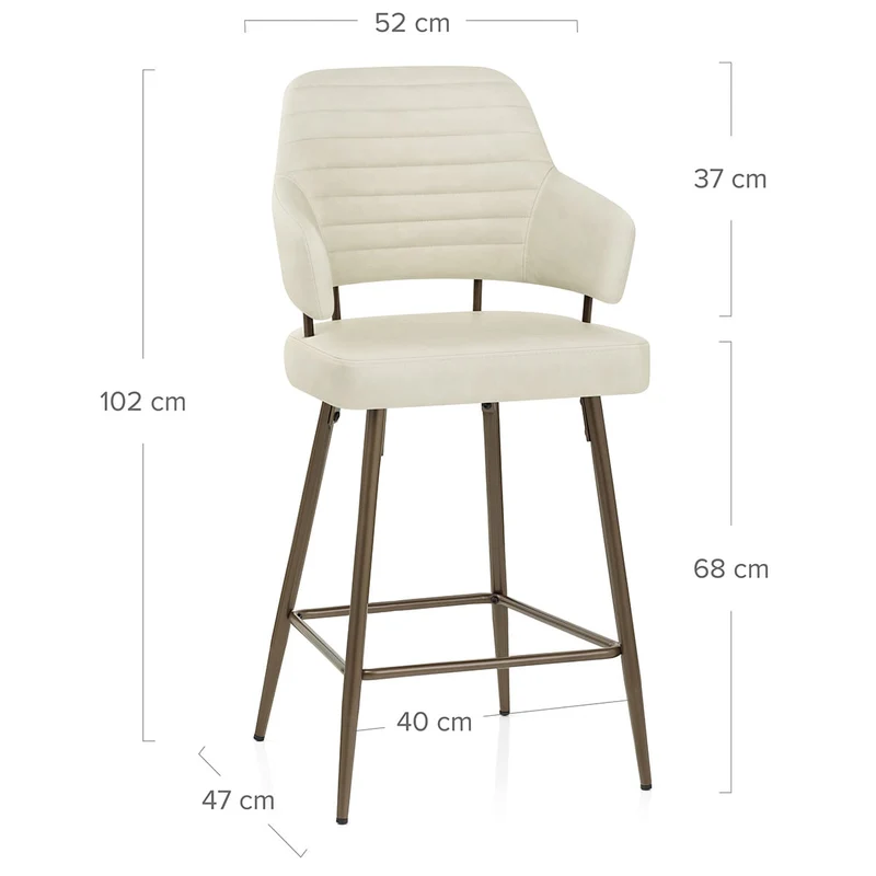 Tabouret Faux Cuir Bronze - Hampton Crème