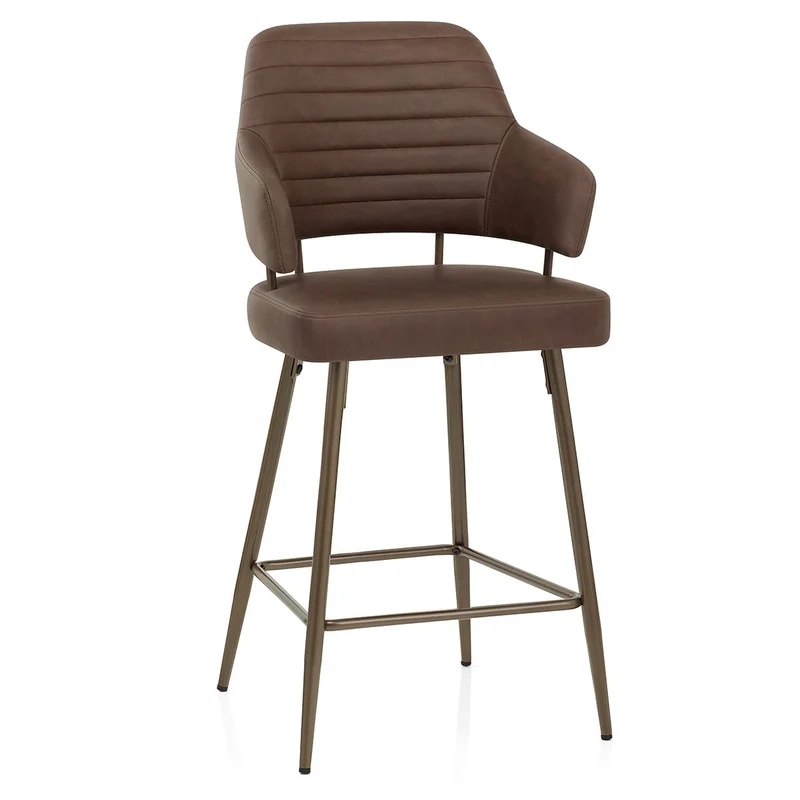 Tabouret Faux Cuir Bronze - Hampton Marron