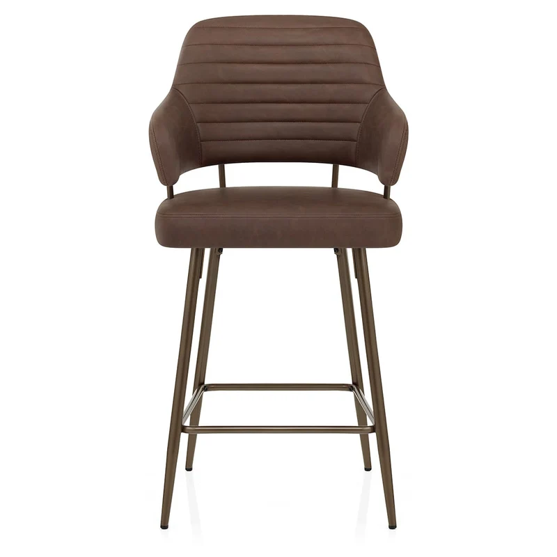 Tabouret Faux Cuir Bronze - Hampton Marron
