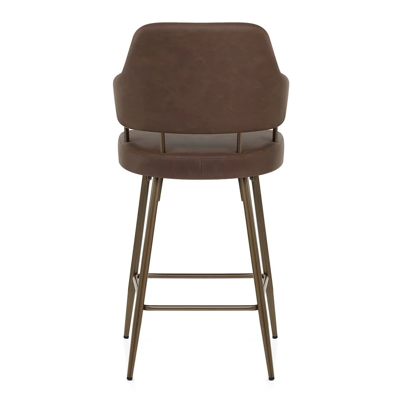 Tabouret Faux Cuir Bronze - Hampton Marron