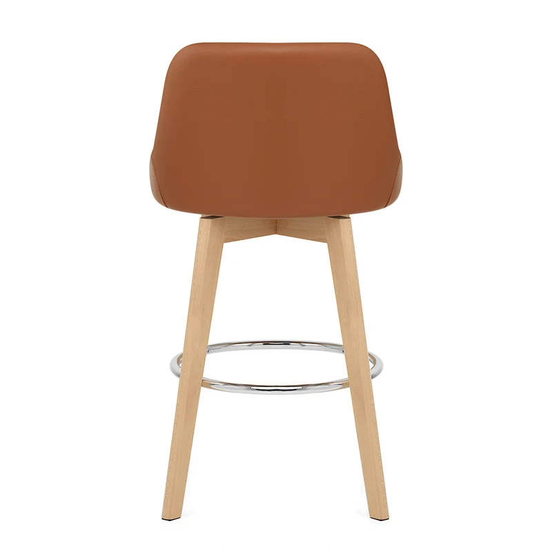 Tabouret de Bar Cuir Veritable Bois - Hamilton Marron