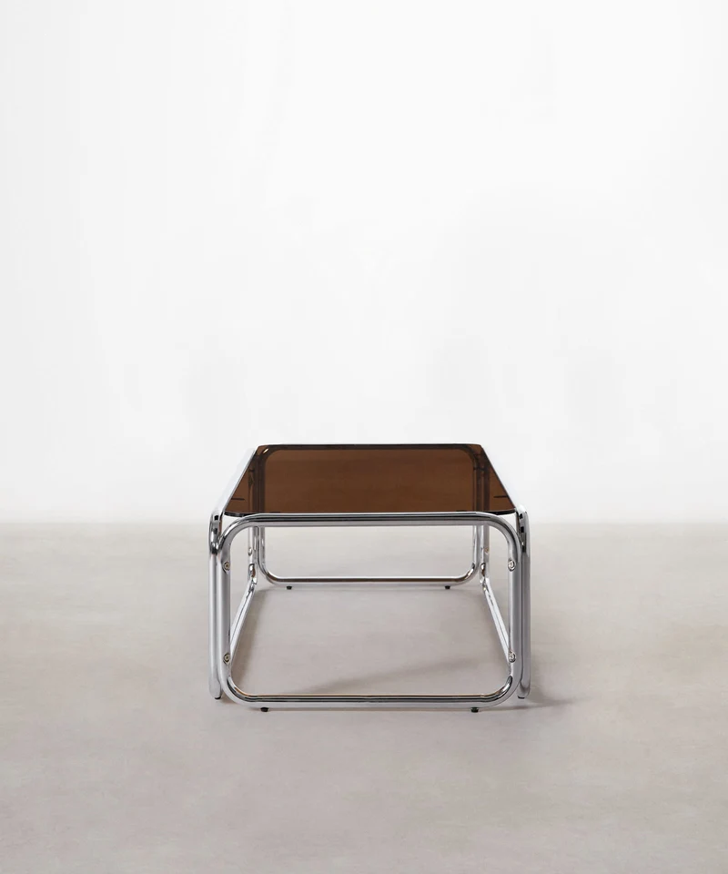Mesa de Centro Rectangular de Metal y Cristal Templado Mai (120x60cm)