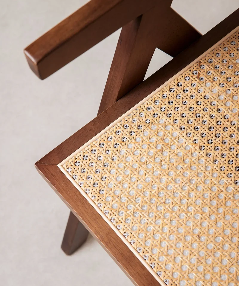Silla de Comedor en Madera y Ratán con Reposabrazos Chiara Arms
