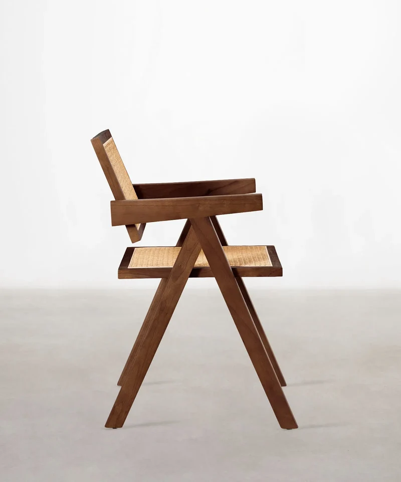 Silla de Comedor en Madera y Ratán con Reposabrazos Chiara Arms
