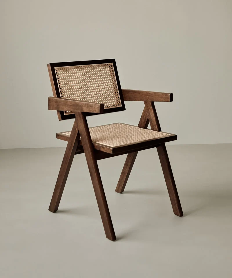 Silla de Comedor en Madera y Ratán con Reposabrazos Chiara Arms