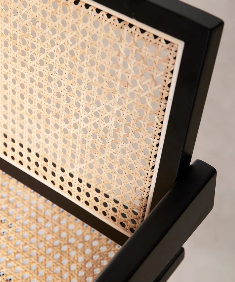 Silla de Comedor en Madera y Ratán con Reposabrazos Chiara Arms