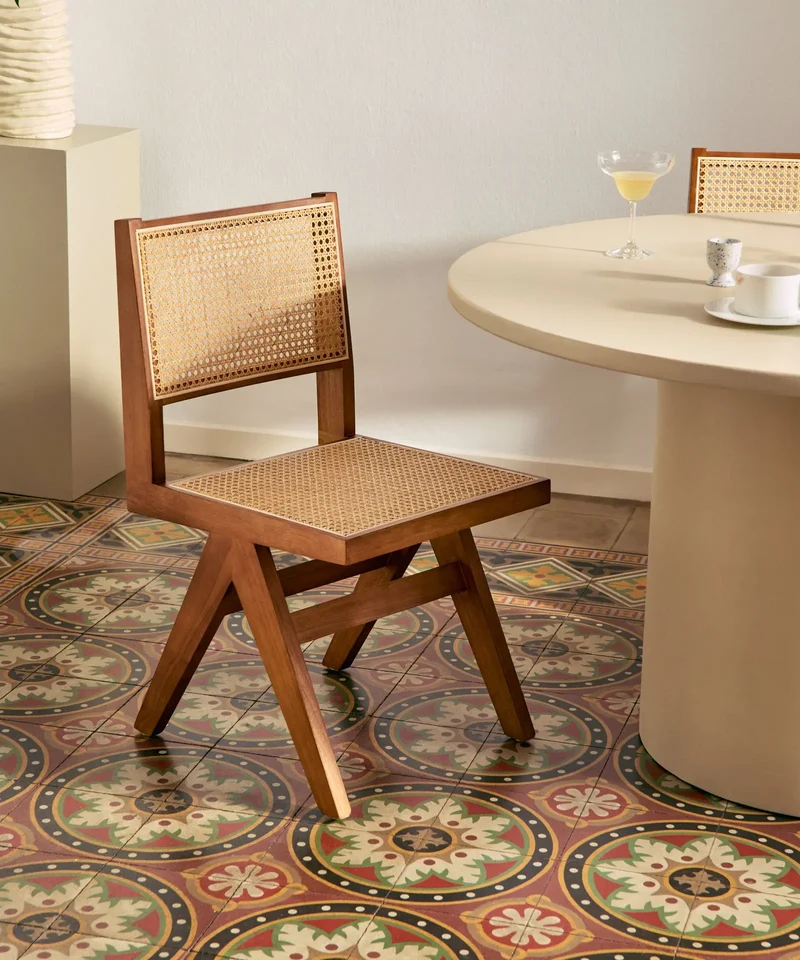 Silla de Comedor en Madera y Ratán Chiara