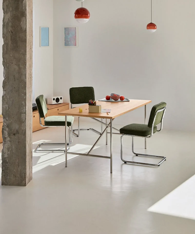 Mesa de Comedor Rectangular en Madera y Metal Minel (160x80cm)