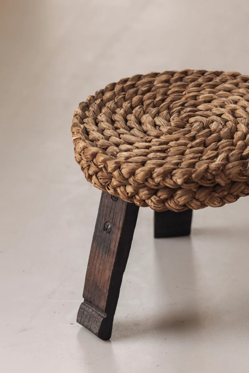 Rare Chair and Matching Stool by Adrien Audoux and Frida Minet, France 1950s