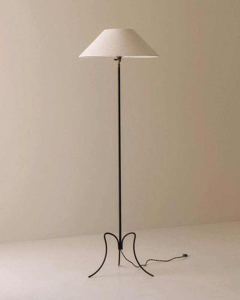 Vintage French Sculptural Adjustable Tripod Brass Floor Lamp, 1950s