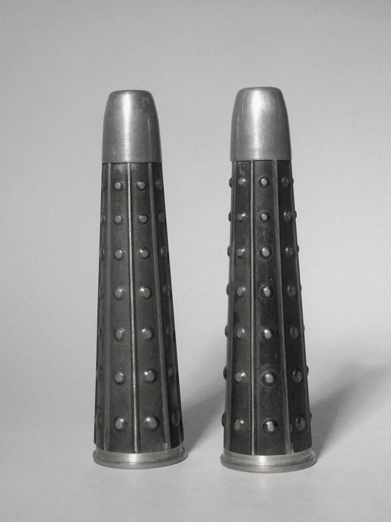Brutalist Salt And Pepper Pewter Shakers Set, 1940s, Norway