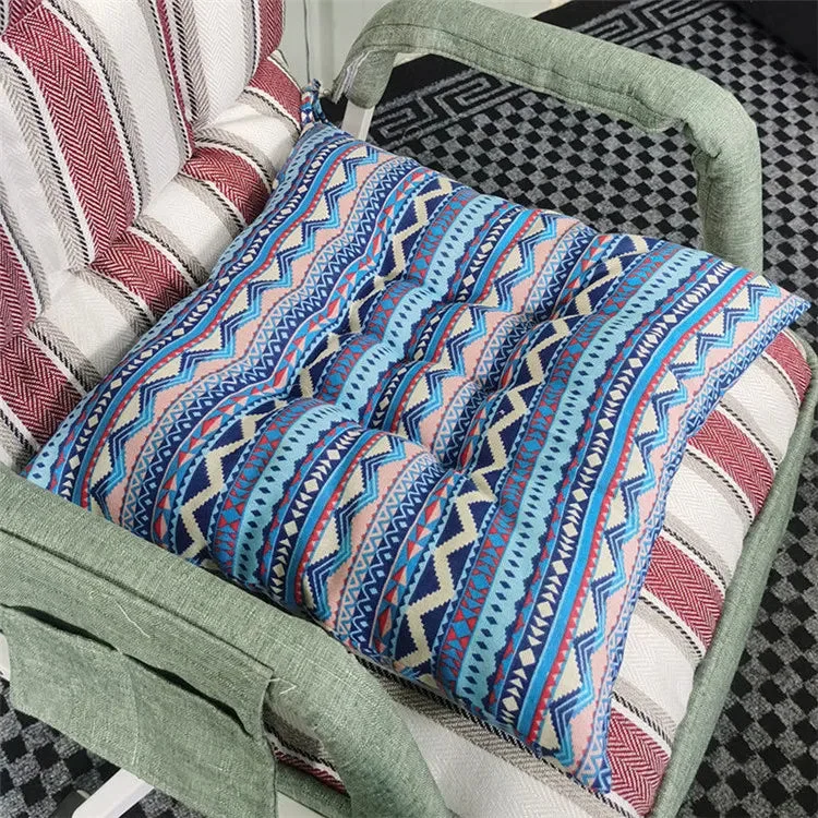 Galette de Chaise 50x50 Aztèque bleue