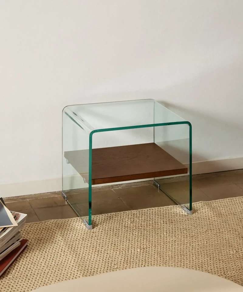 Mesa Auxiliar de Cristal Templado Aris (47x45 cm)