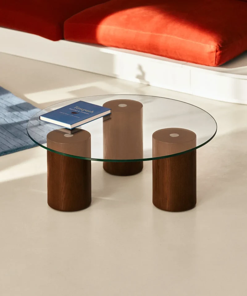 Mesa de Centro Redonda en Cristal Nora (80 cm)