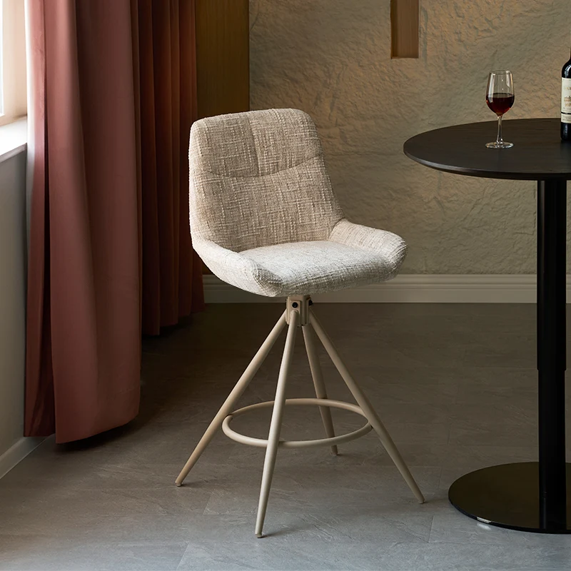 Tabouret de Bar Farah [Lot de 2] [Tissu effet lin] [67 cm] [Retour automatique ] [Pivotant à 180°]