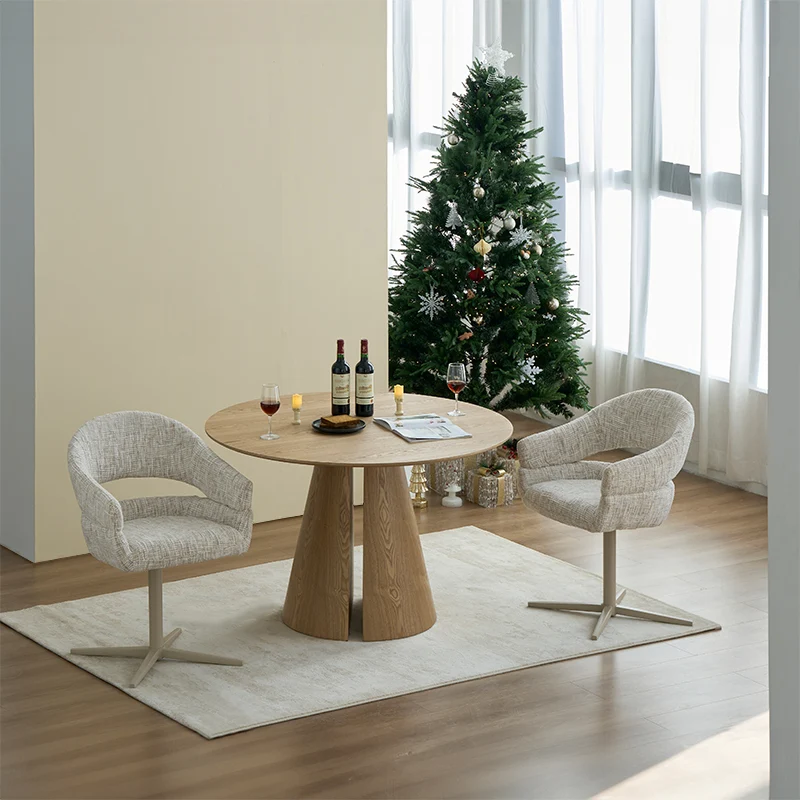 Table de salle à manger ronde Isabeau [Couleur chêne] [120 cm]