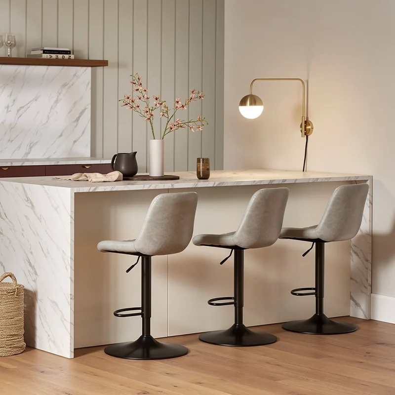 Tabouret De Bar Jarvis AH [Lot de 2] [Simili cuir] [62cm-82cm]