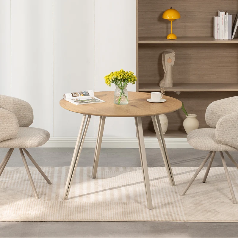 Table de salle à manger ronde Fareeha [Bois & Noir] [100 cm]