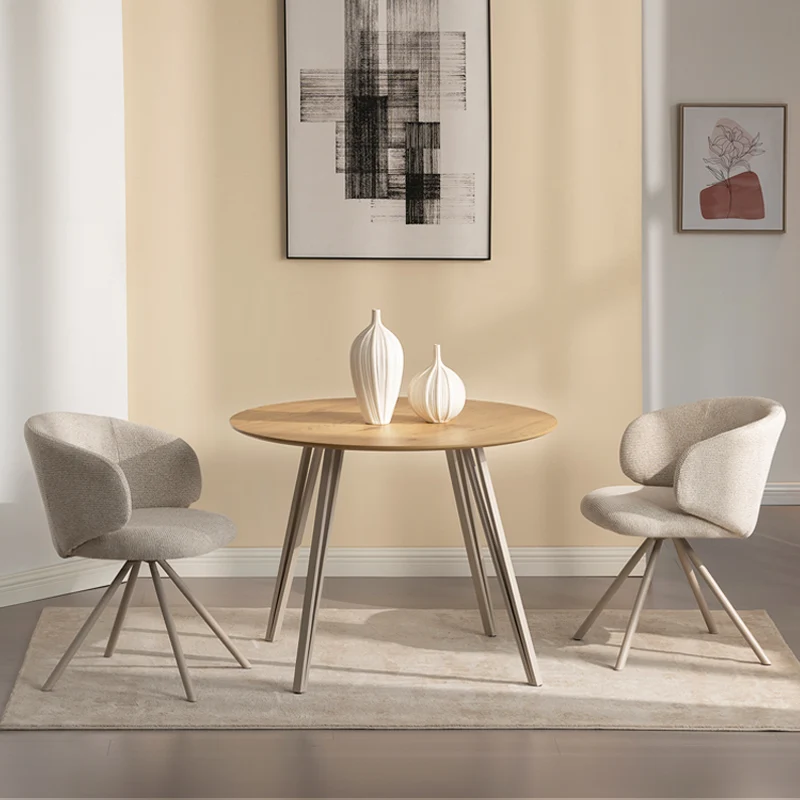 Table de salle à manger ronde Fareeha [Bois & Noir] [100 cm]