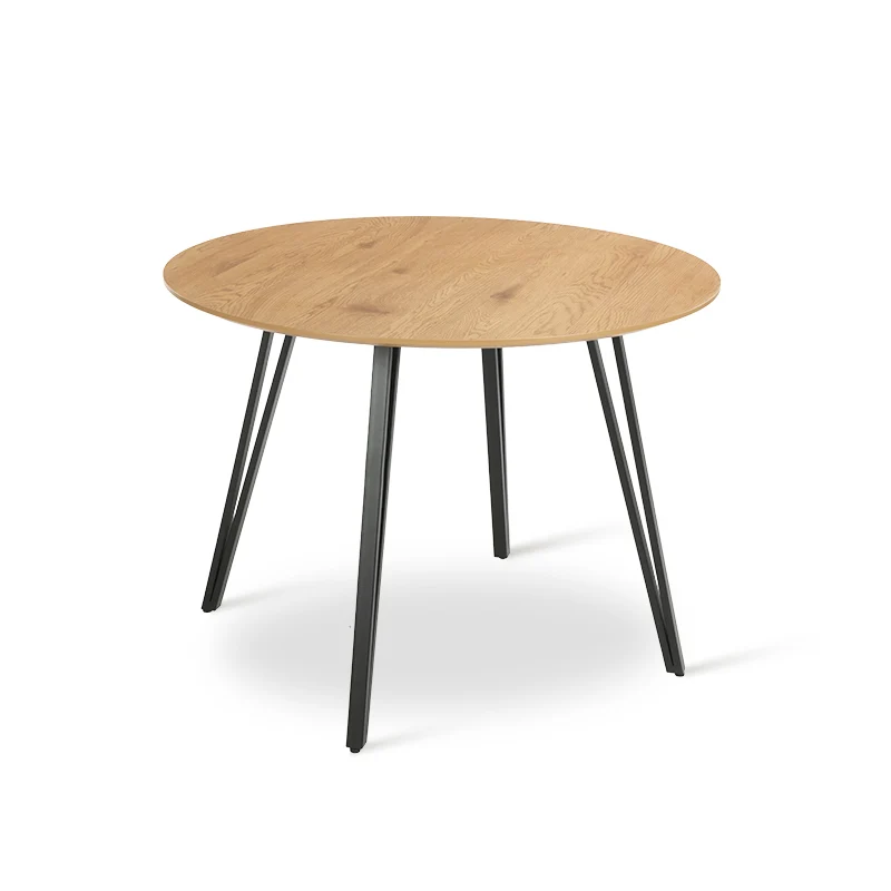 Table de salle à manger ronde Fareeha [Bois & Noir] [100 cm]