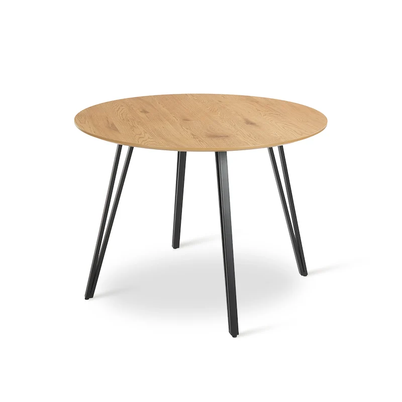 Table de salle à manger ronde Fareeha [Bois & Noir] [100 cm]