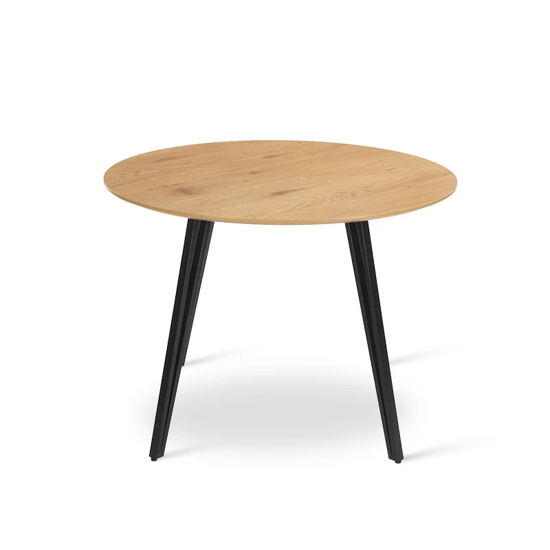 Table de salle à manger ronde Fareeha [Bois & Noir] [100 cm]