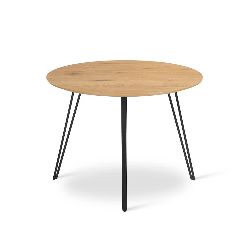 Table de salle à manger ronde Fareeha [Bois & Noir] [100 cm]
