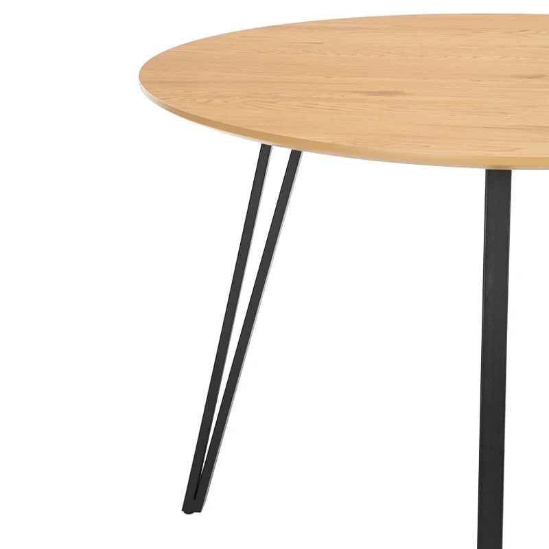Table de salle à manger ronde Fareeha [Bois & Noir] [100 cm]